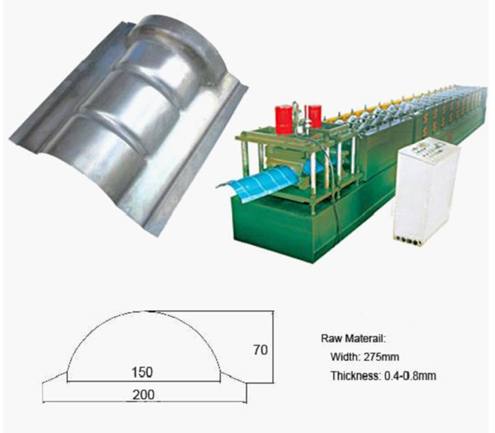 Camber ridge cap roof tile roll forming machine